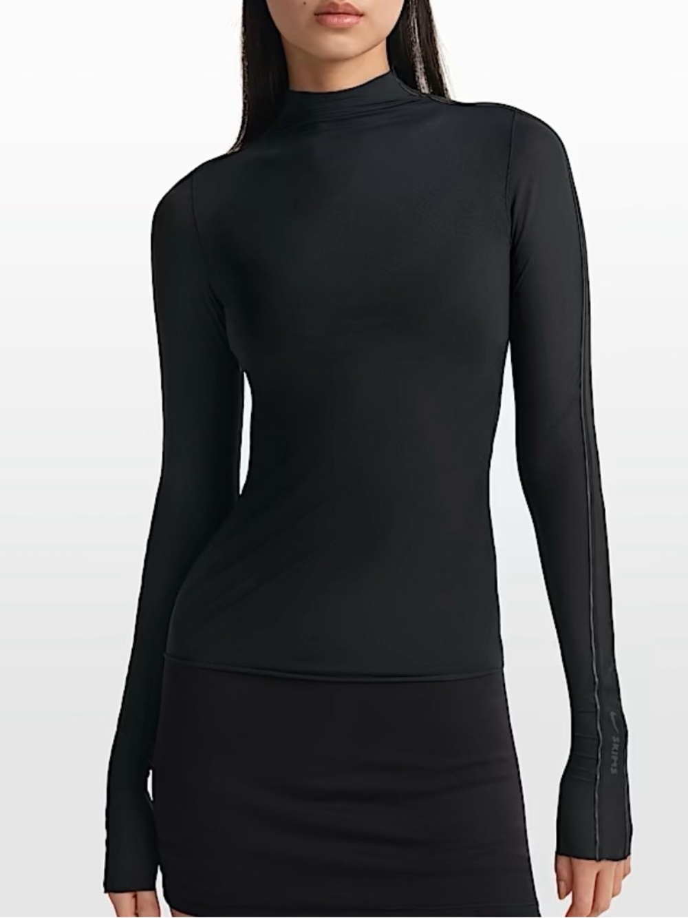 NikeSKIMS Weightless Mock Neck Long Sleeve Top Obsidian Size S | NWT Layering